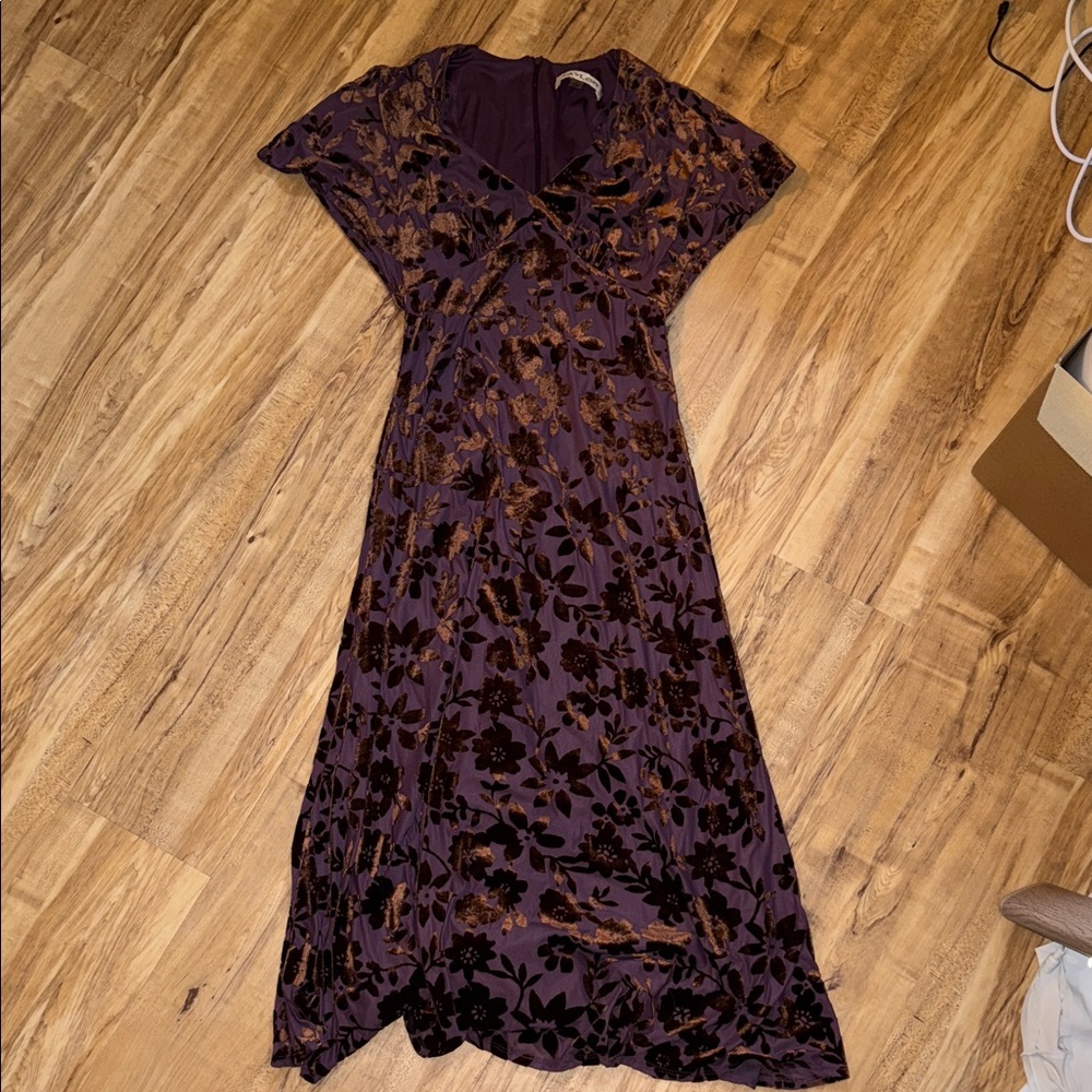 Taylor Purple and Brown Floral Maxi Dress